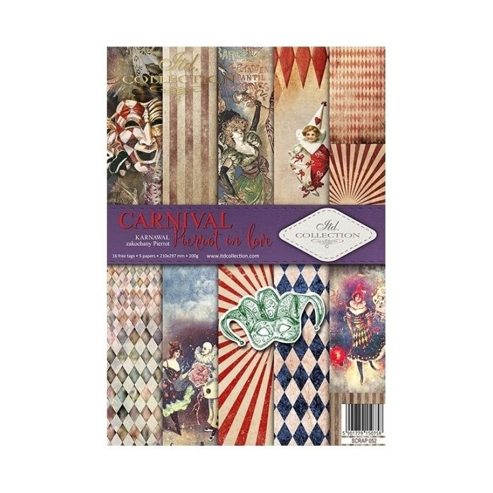 Scrapbookingpapier SCRAP-052 ''Carnaval - Pierrot verliefd''