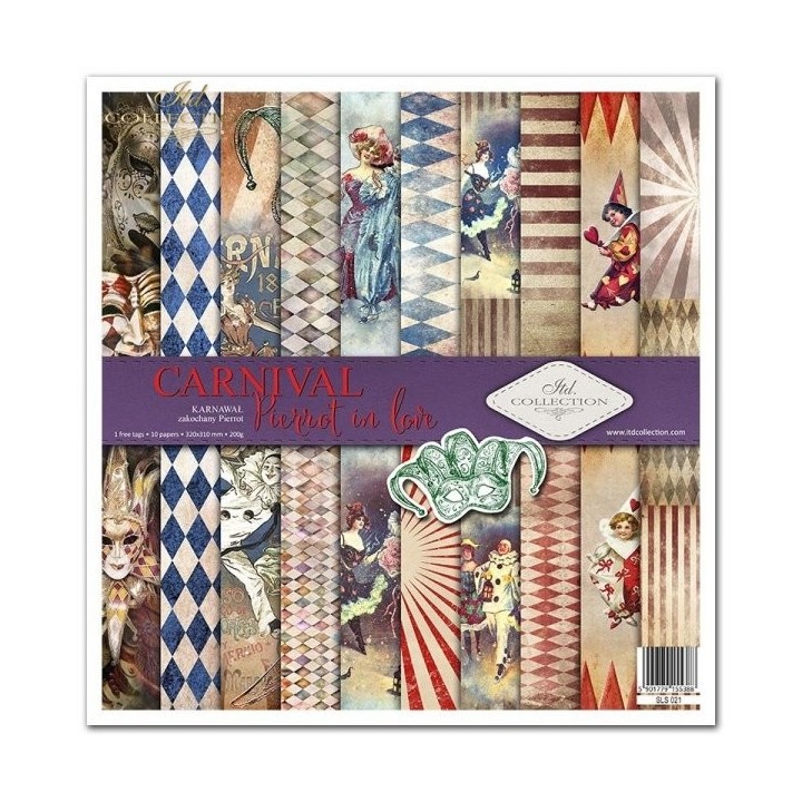 Scrapbookingpapier SLS-021 ''Carnaval - Pierrot verliefd''