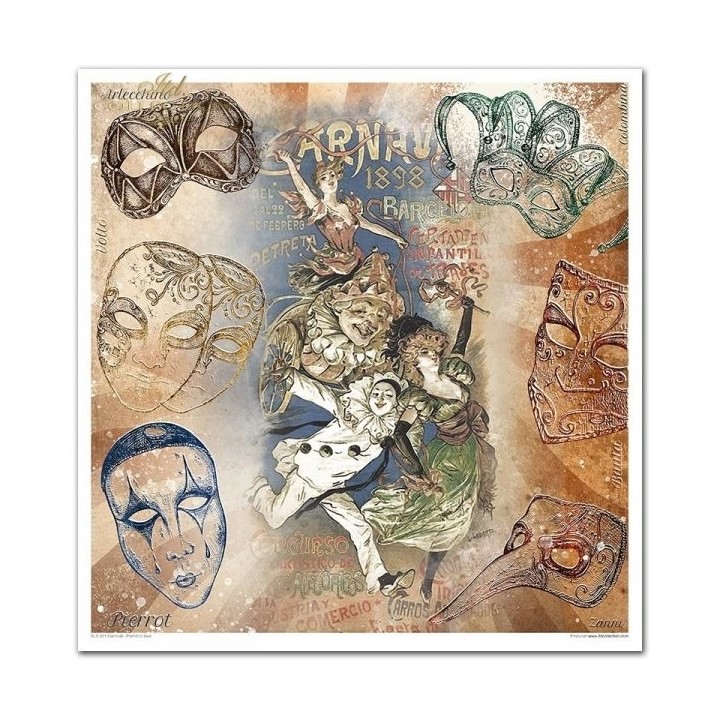 Scrapbookingpapier SLS-021 ''Carnaval - Pierrot verliefd''