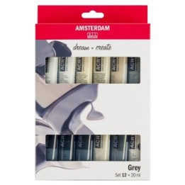 Amsterdam Standard Series Acrylic Paint Grey Set 12x20ml