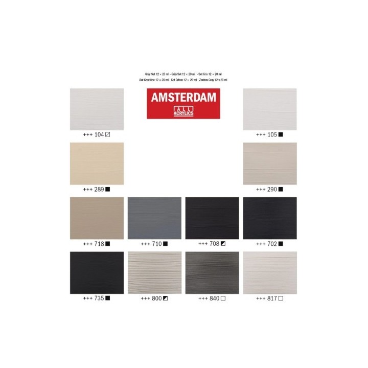 Amsterdam Standard Series Acrylic Paint Grey Set 12x20ml