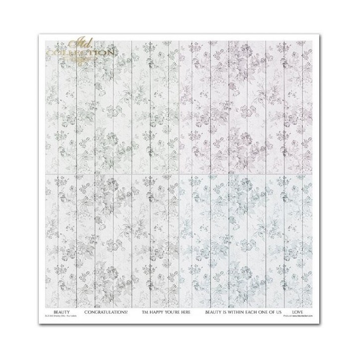 Scrapbookingpapier SLS-046 ''Shabby Chic - vier kleuren''