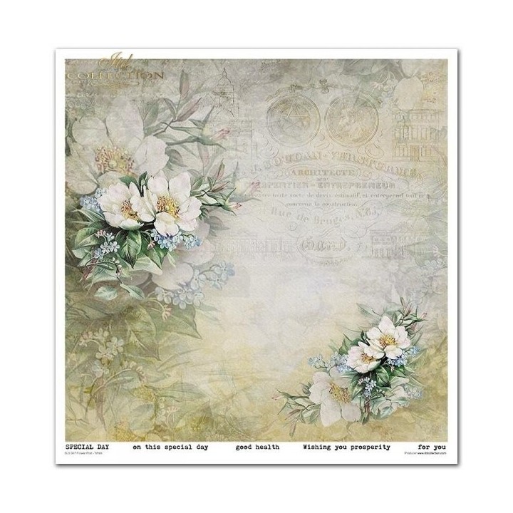 Scrapbookingpapier SLS-047 ''Bloemenpost - Wit''