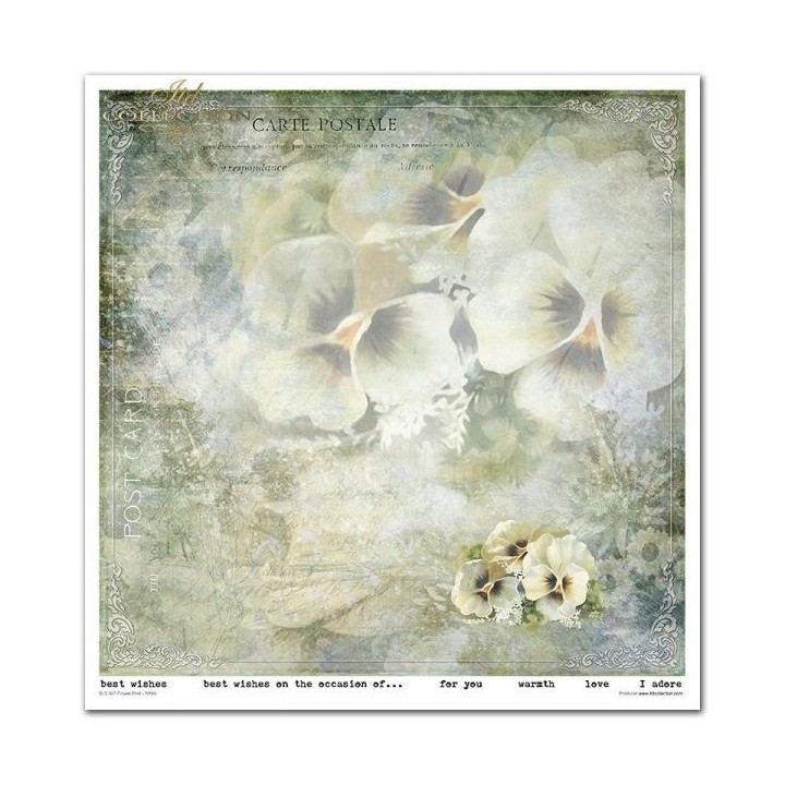Scrapbookingpapier SLS-047 ''Bloemenpost - Wit''