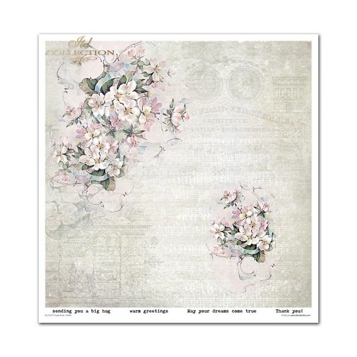 Scrapbookingpapier SLS-047 ''Bloemenpost - Wit''