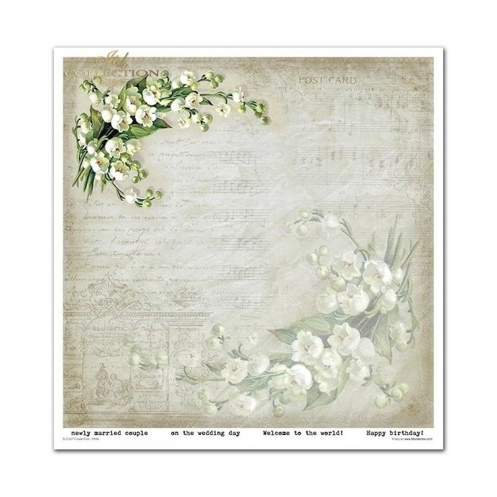 Scrapbookingpapier SLS-047 ''Bloemenpost - Wit''