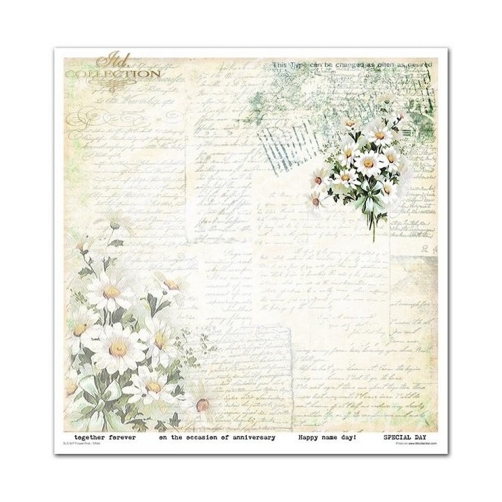 Scrapbookingpapier SLS-047 ''Bloemenpost - Wit''