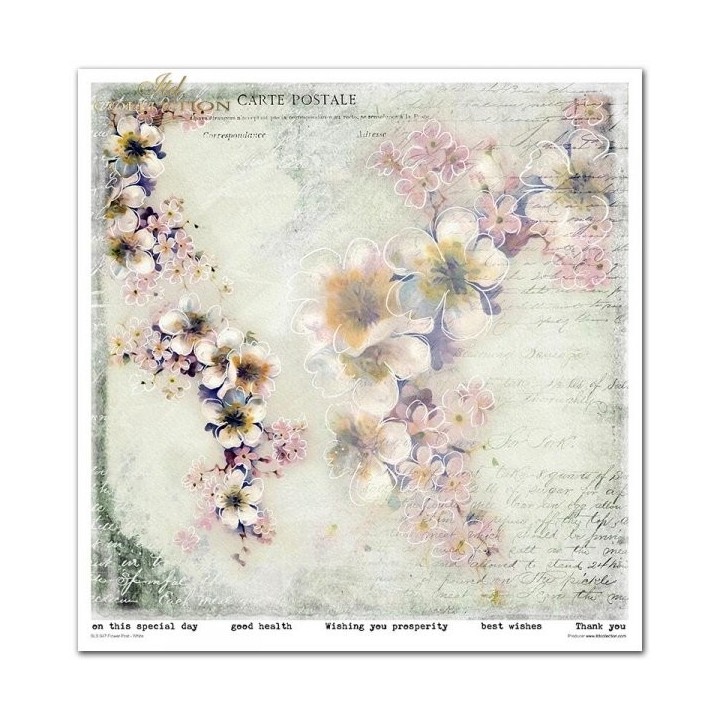 Scrapbookingpapier SLS-047 ''Bloemenpost - Wit''