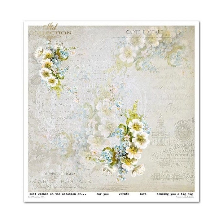 Scrapbookingpapier SLS-047 ''Bloemenpost - Wit''