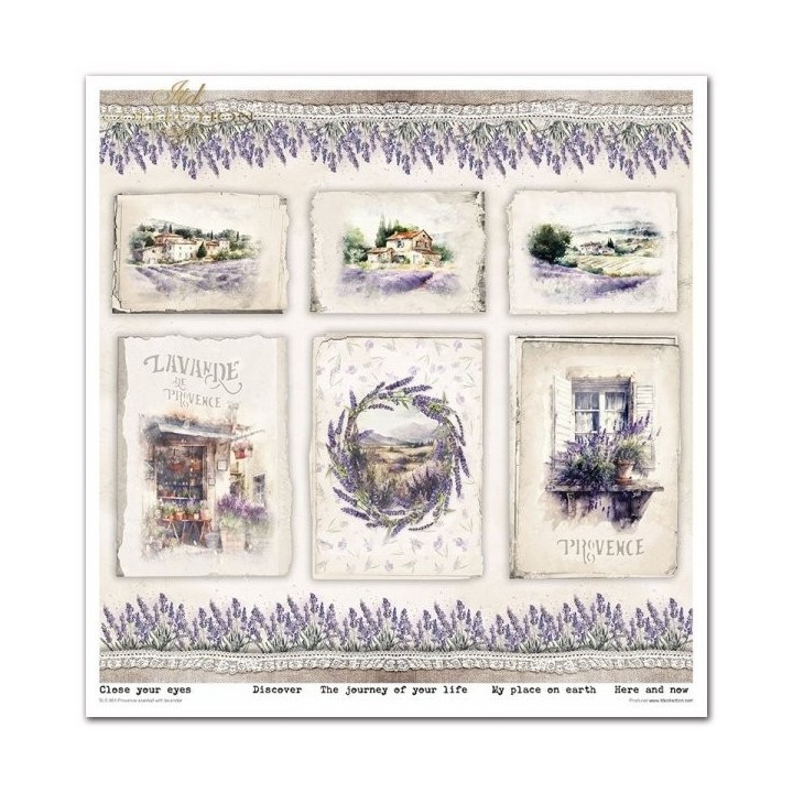 Scrapbookingpapier SLS-061 Provence met lavendelgeur.