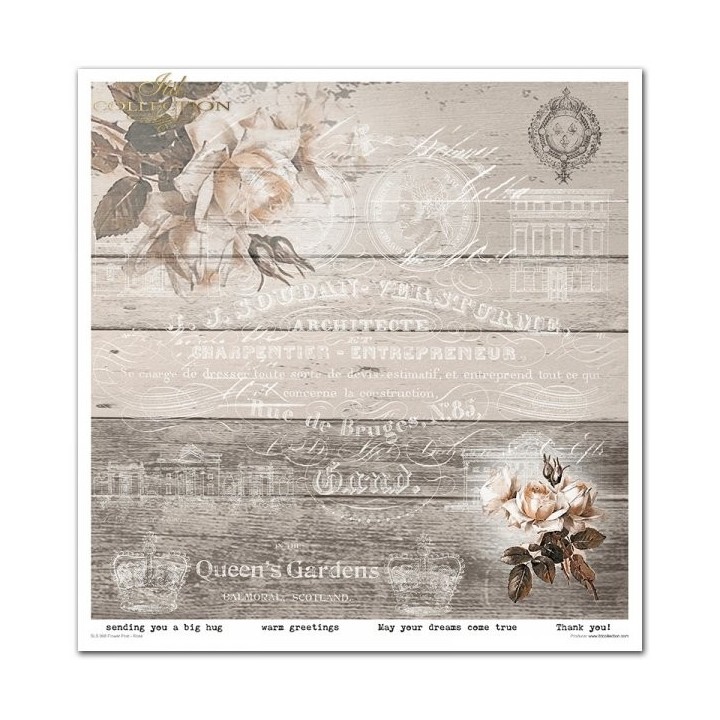 Scrapbookingpapier SLS-068 Bloemenpost - Roos