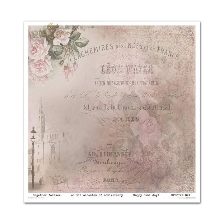 Scrapbookingpapier SLS-068 Bloemenpost - Roos