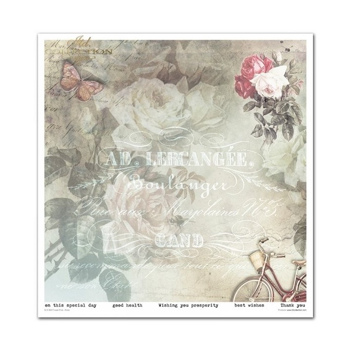 Scrapbookingpapier SLS-068 Bloemenpost - Roos