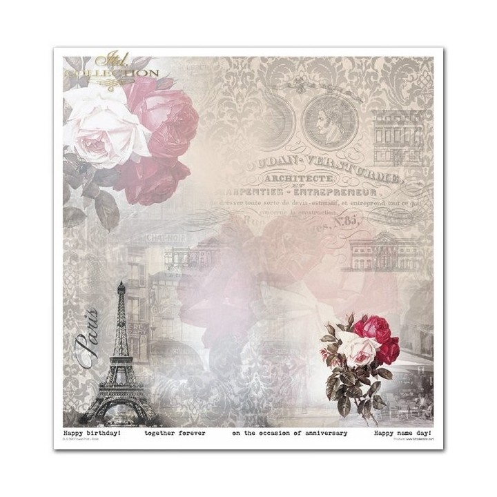 Scrapbookingpapier SLS-068 Bloemenpost - Roos