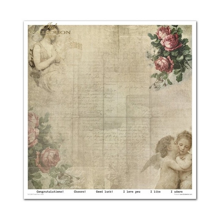 Scrapbookingpapier SLS-068 Bloemenpost - Roos