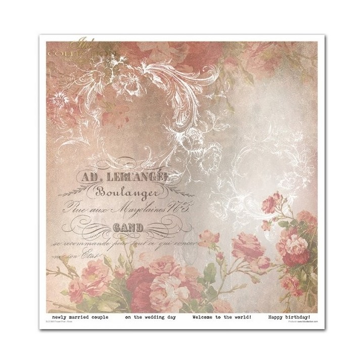 Scrapbookingpapier SLS-068 Bloemenpost - Roos
