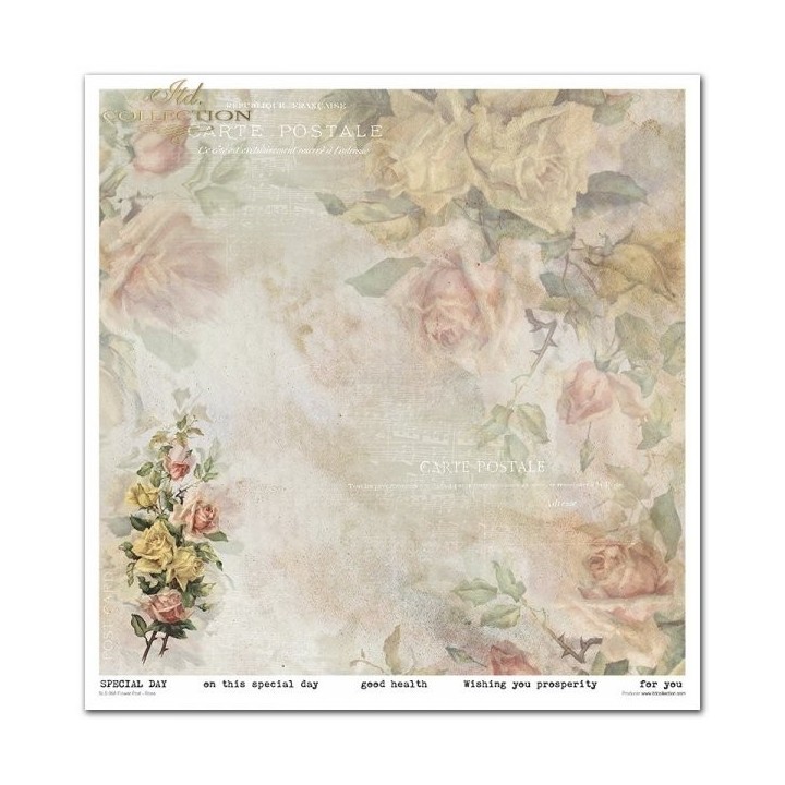 Scrapbookingpapier SLS-068 Bloemenpost - Roos