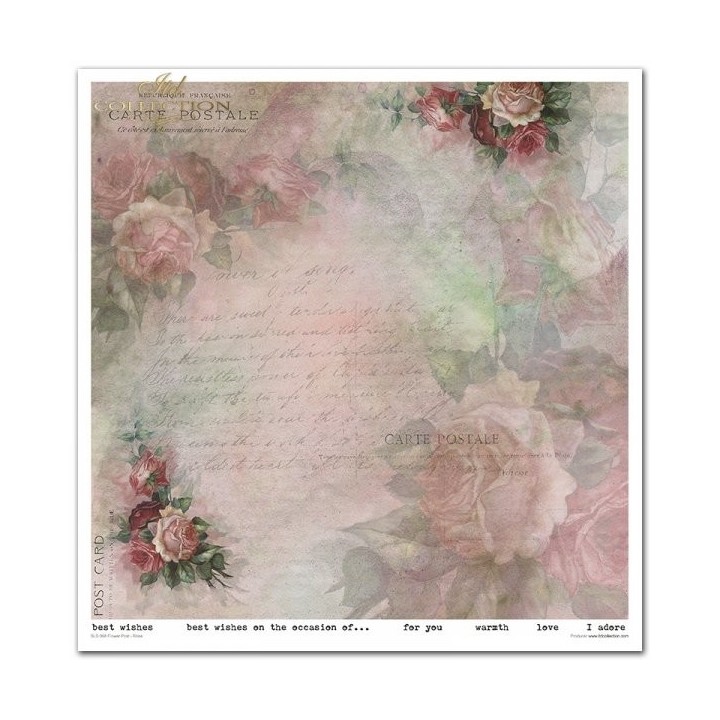 Scrapbookingpapier SLS-068 Bloemenpost - Roos