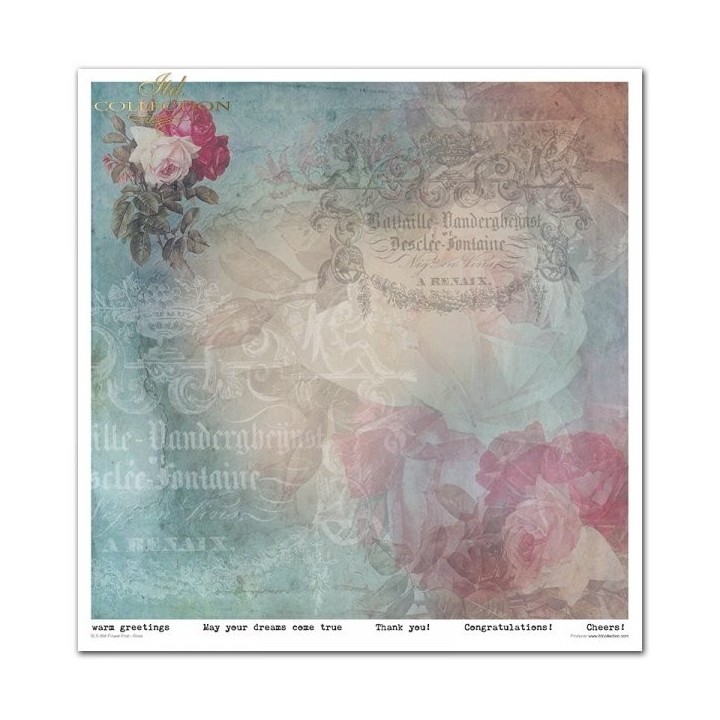 Scrapbookingpapier SLS-068 Bloemenpost - Roos