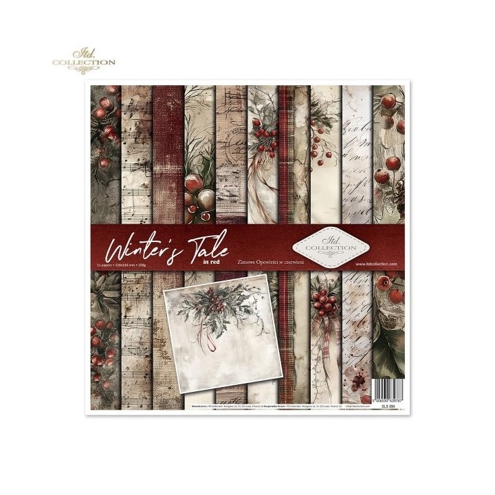 Scrapbookingpapier SLS-094 Winter's Tale in rood