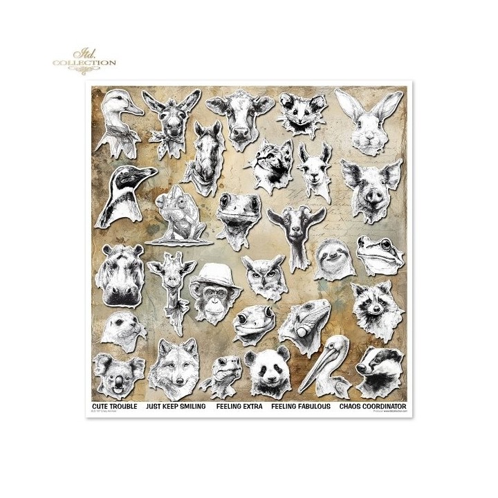 Scrapbookingpapier SLS-107 Gekke Dieren