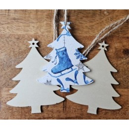 Kerstboom hout 8x6cm - 5 stuks