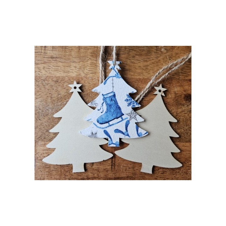 Kerstboom hout 8x6cm - 5 stuks