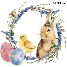Watercolour Chicken & Rabbit servet 33x33cm (SDWL-010801)