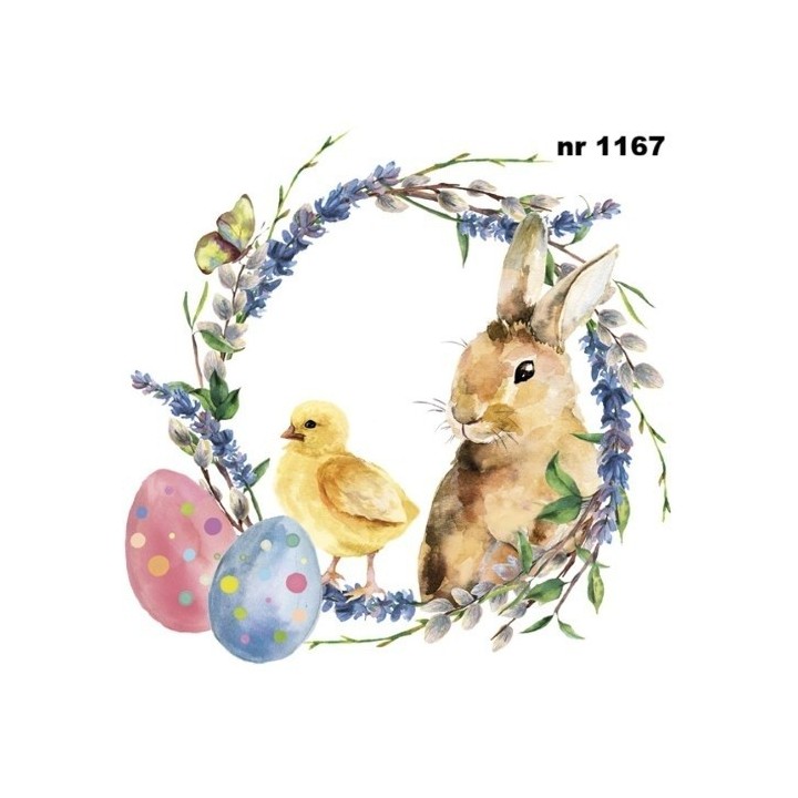 Watercolour Chicken & Rabbit servet 33x33cm (SDWL-010801)