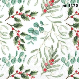 Foliage scatter white servet 33x33cm (33319942)