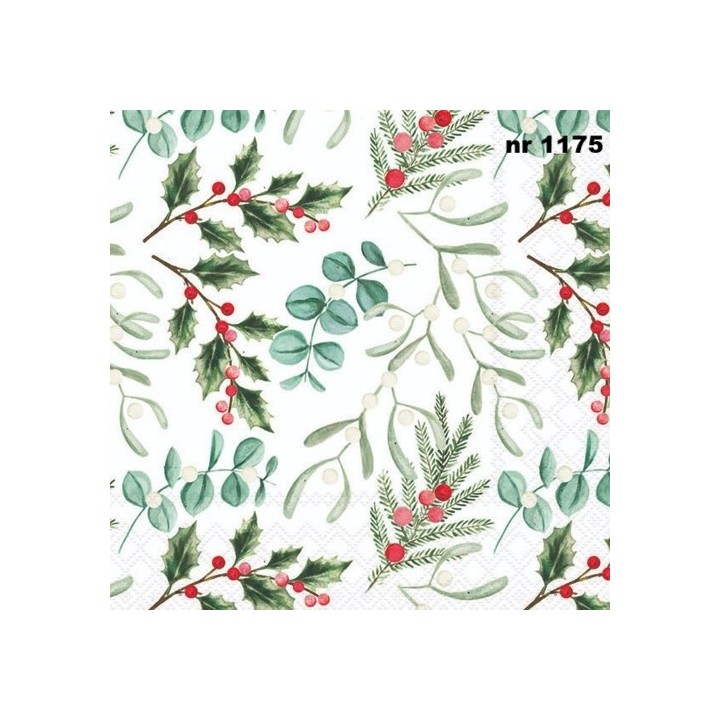 Foliage scatter white servet 33x33cm (33319942)