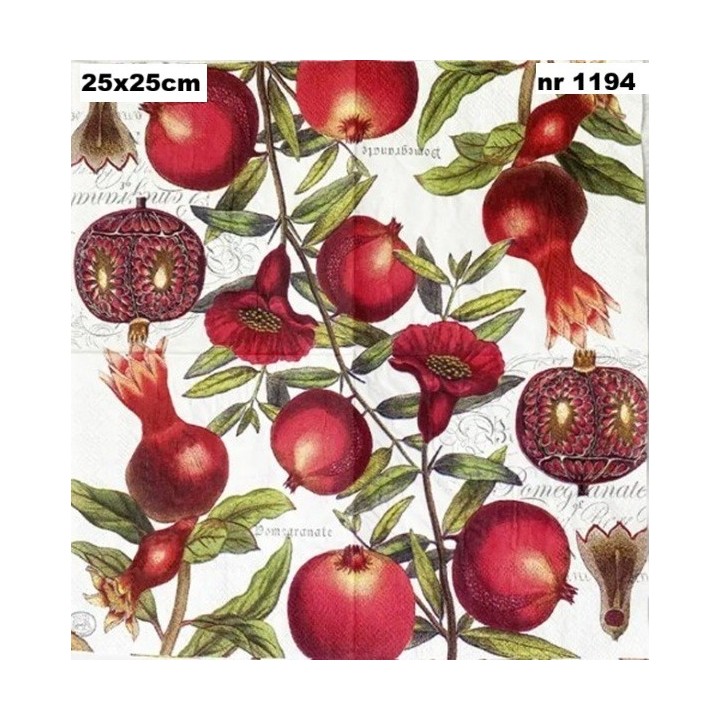 Pomegranates servet 25x25cm (t-62)