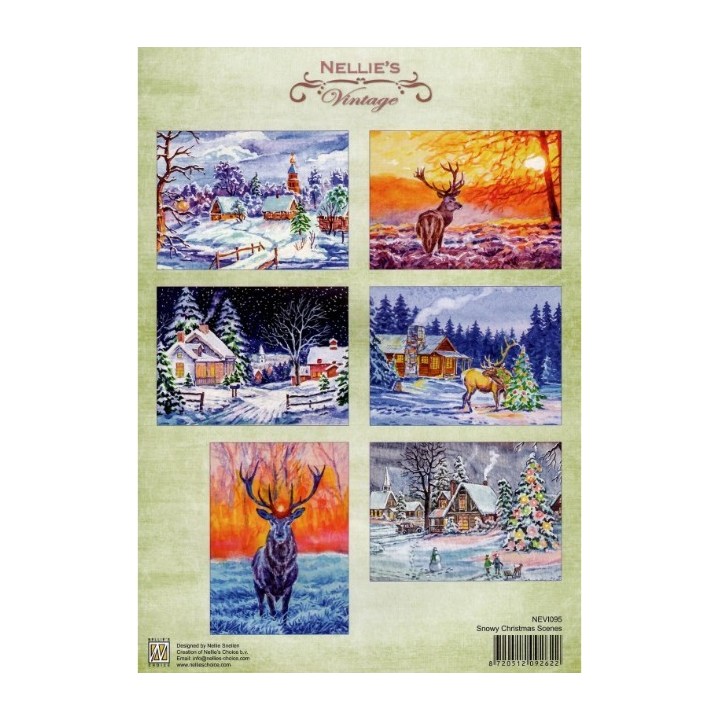 Nellie's Choice Vintage Decoupage Vellen Snowy Christmas Scenes A4 (NEVI095)
