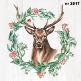 Great Deer in Wreath servet 33x33cm
