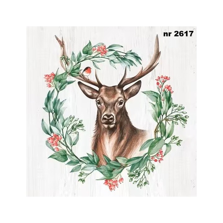 Great Deer in Wreath servet 33x33cm