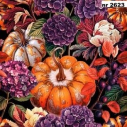 Vintage Pumpkins with Purple Hydrangeas servet 33x33cm