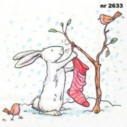 Charming Snow Rabbits servet 33x33cm