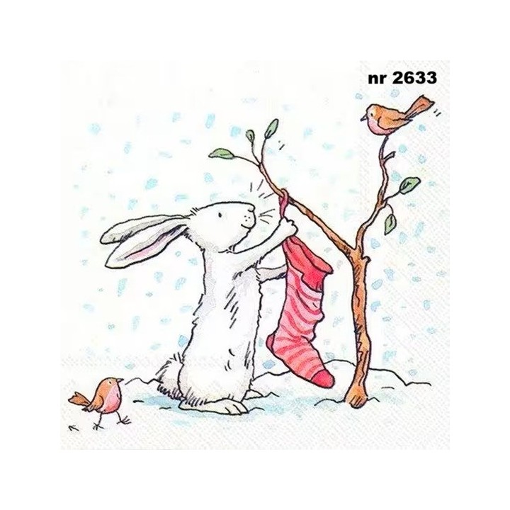 Charming Snow Rabbits servet 33x33cm