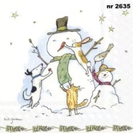 Snowman with Friends servet 33x33cm