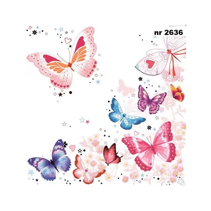 Sparkle Butterflies servet 33x33cm