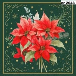 Christmas Flowers green servet 33x33cm