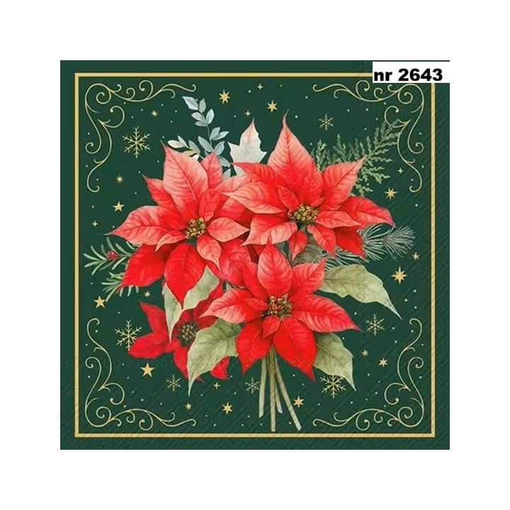 Christmas Flowers green servet 33x33cm