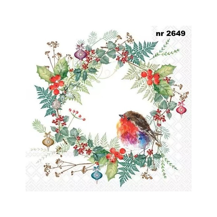Robin's Wreath servet 33x33cm