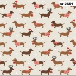 Christmas dachshund servet 33x33cm