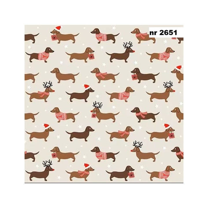 Christmas dachshund servet 33x33cm