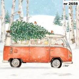 Christmas Bus servet 33x33cm