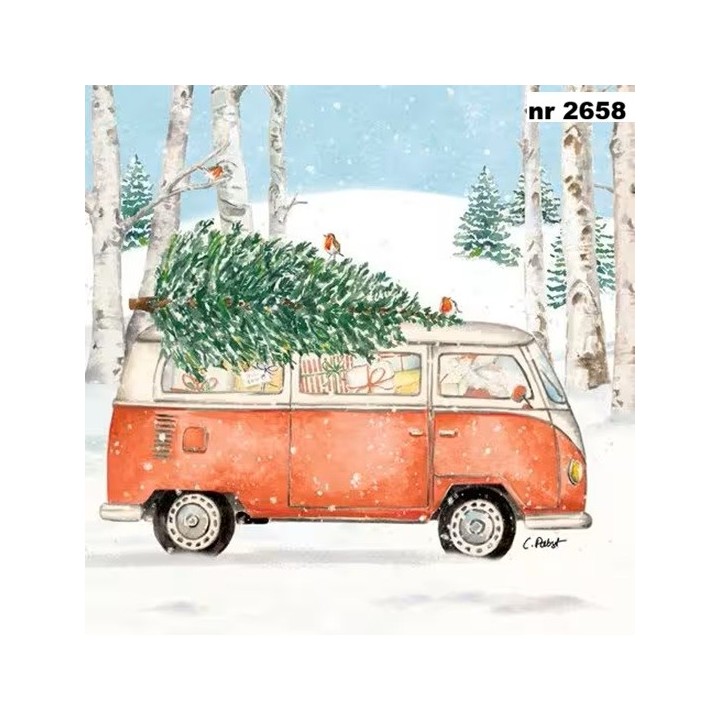 Christmas Bus servet 33x33cm