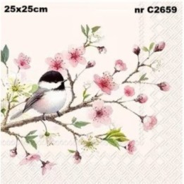 Little Birdie light rose servet 25x25cm