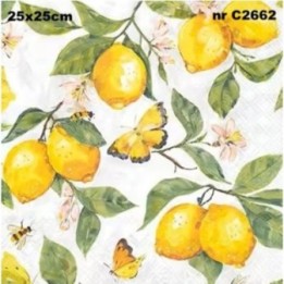 Fresh Lemons White servet 25x25cm