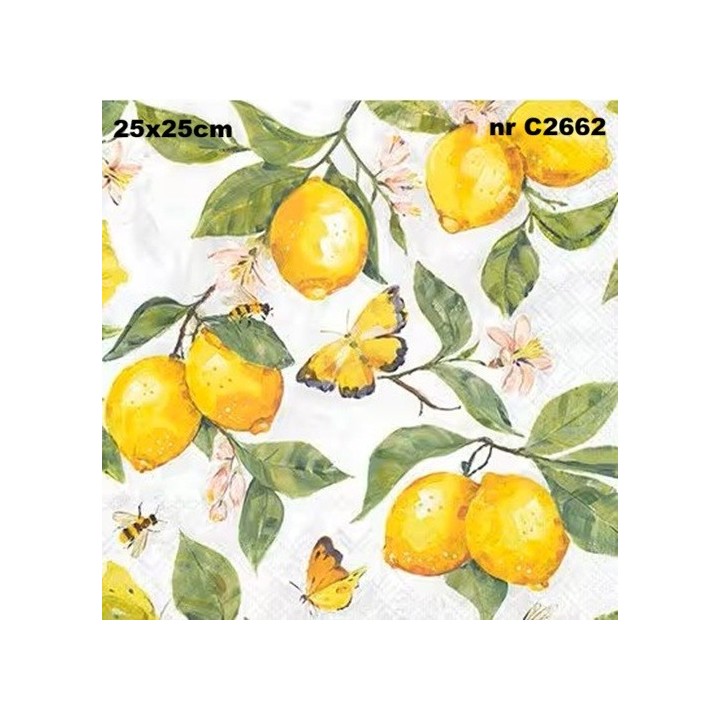 Fresh Lemons White servet 25x25cm